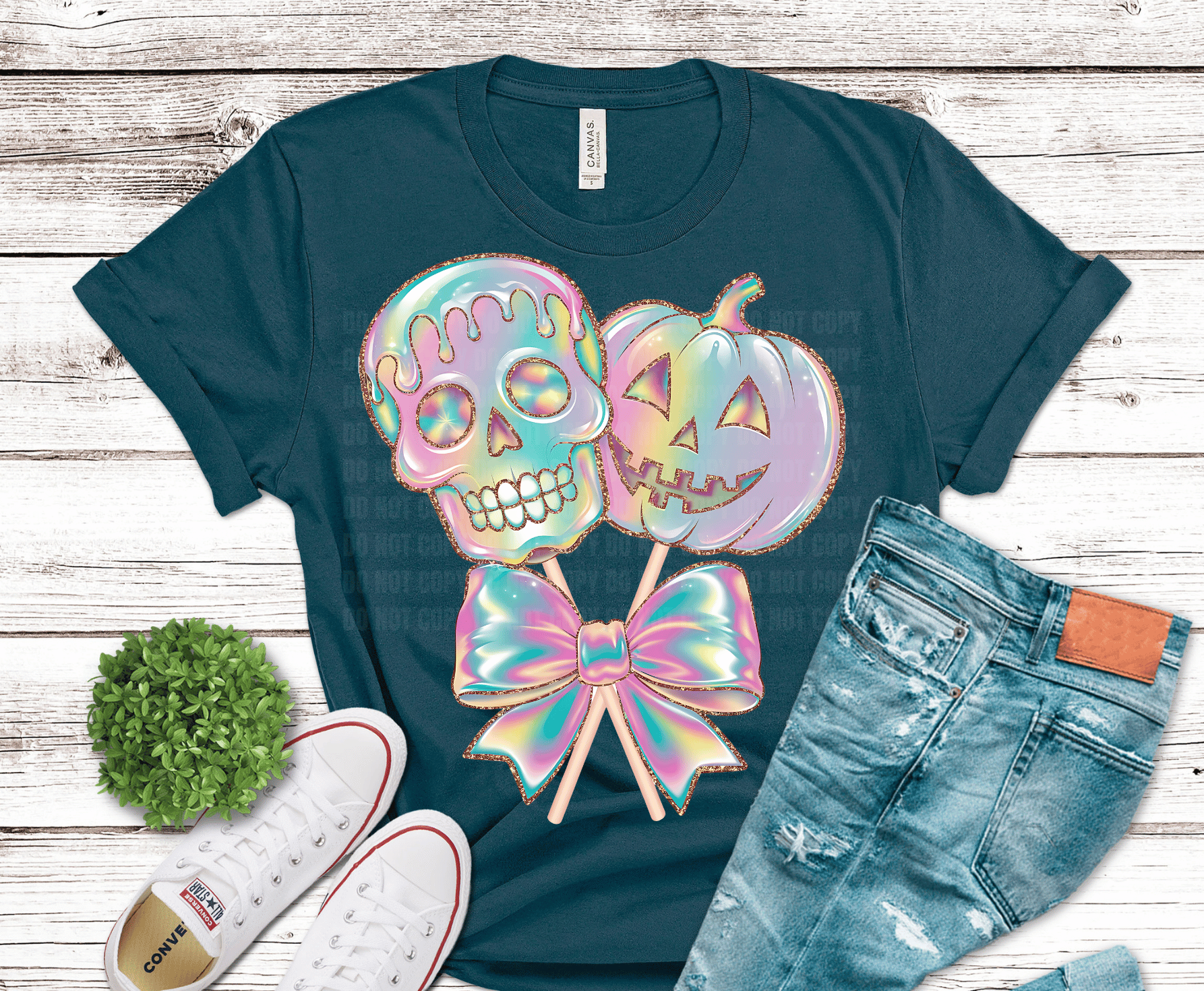 Halloween Sugar Skull Pumpkins DTF transfer, ready to press heat transfer for Halloween shirts