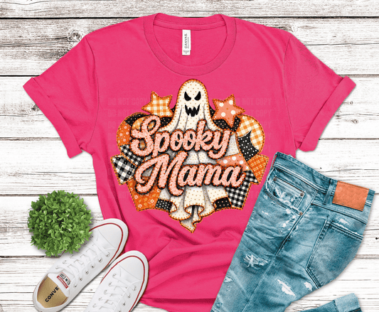 Spooky Mama Ghost DTF transfer, ready to press heat transfer for Halloween shirts