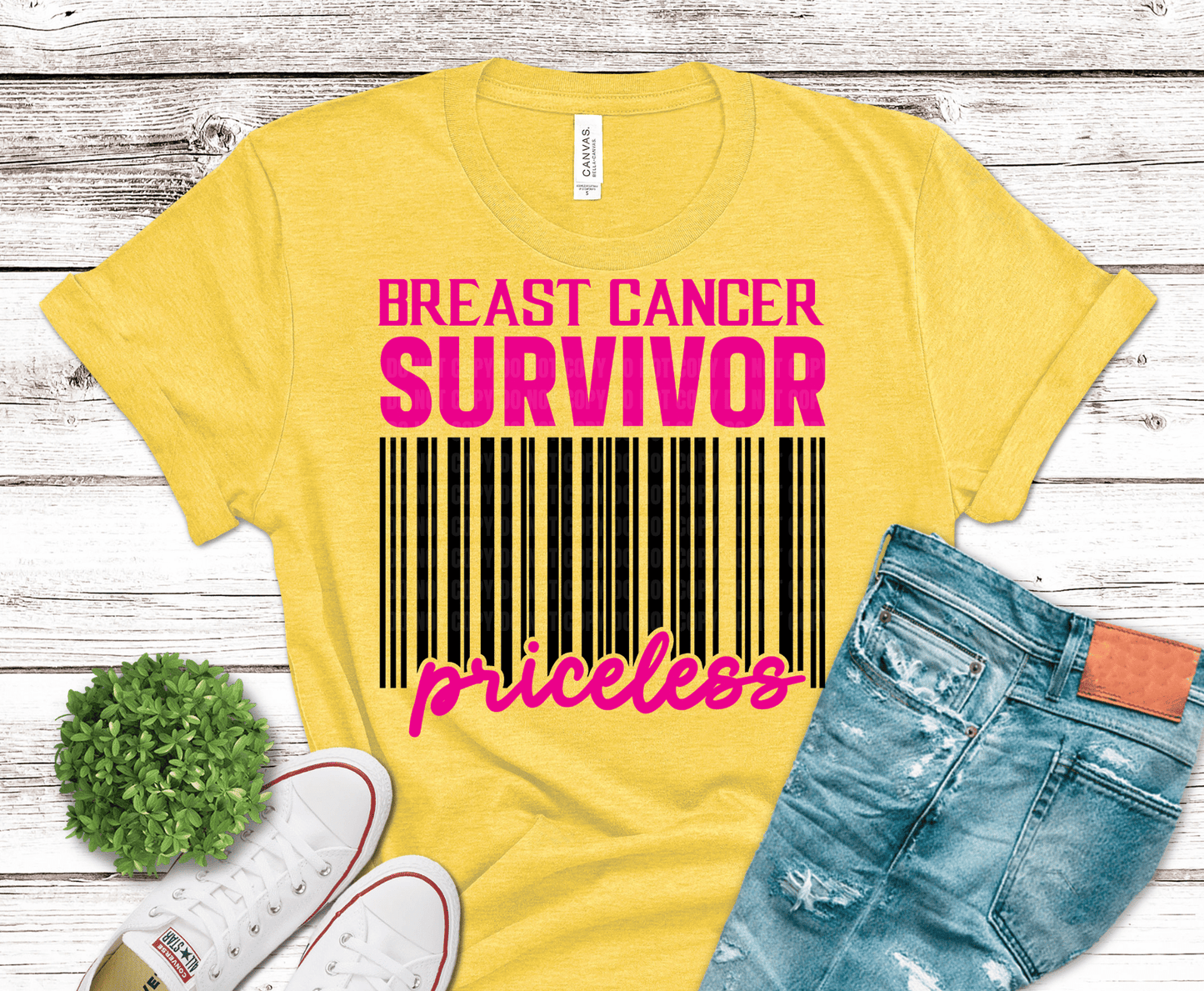 Breast Cancer Survivor Priceless DTF transfer, ready to press heat transfer for awareness shirts