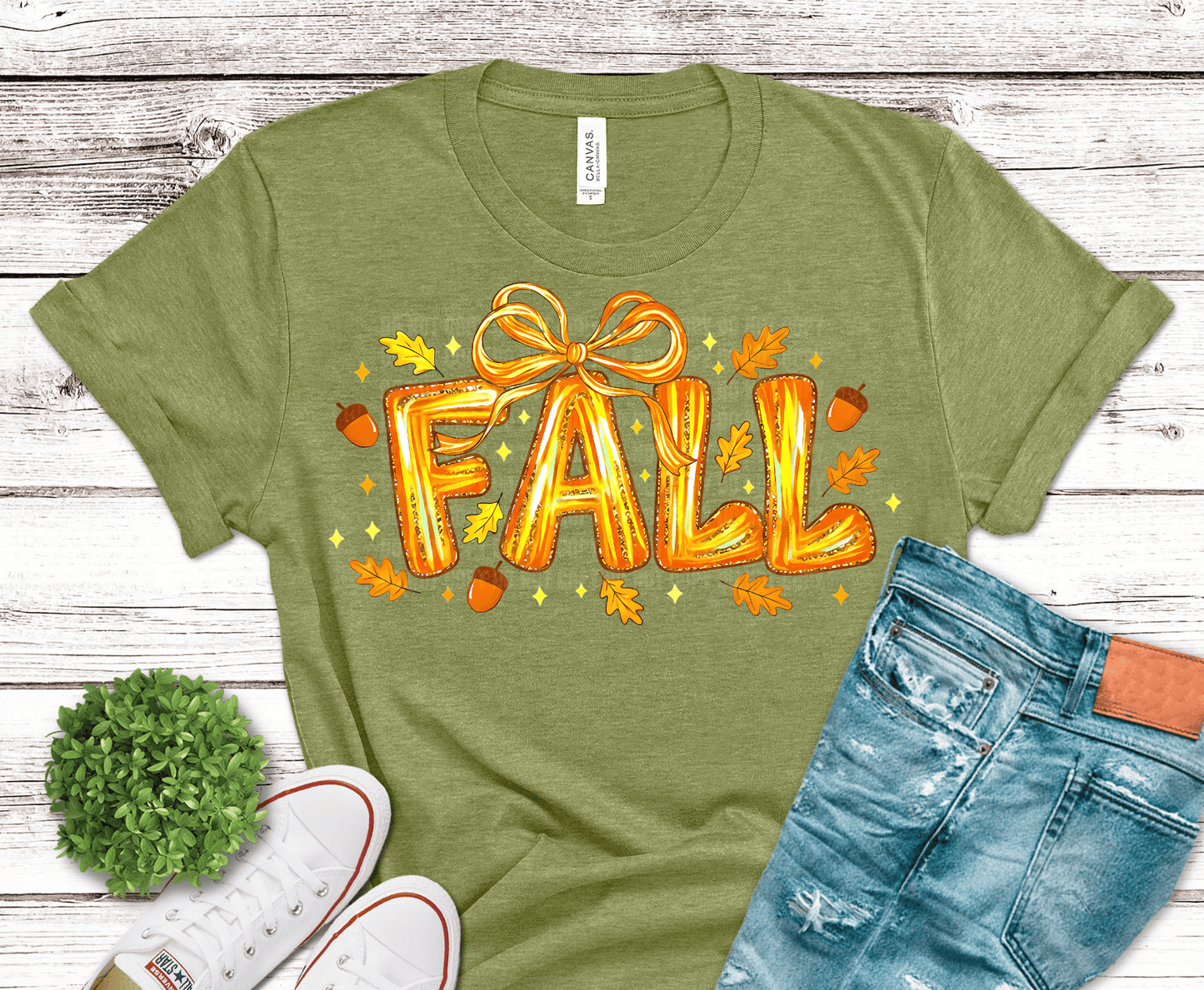Glitter Fall DTF transfer, ready to press heat transfer for fall shirts