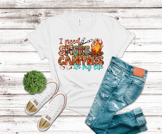 I Need S'more Campfires DTF transfer, ready to press heat transfer for camping shirts