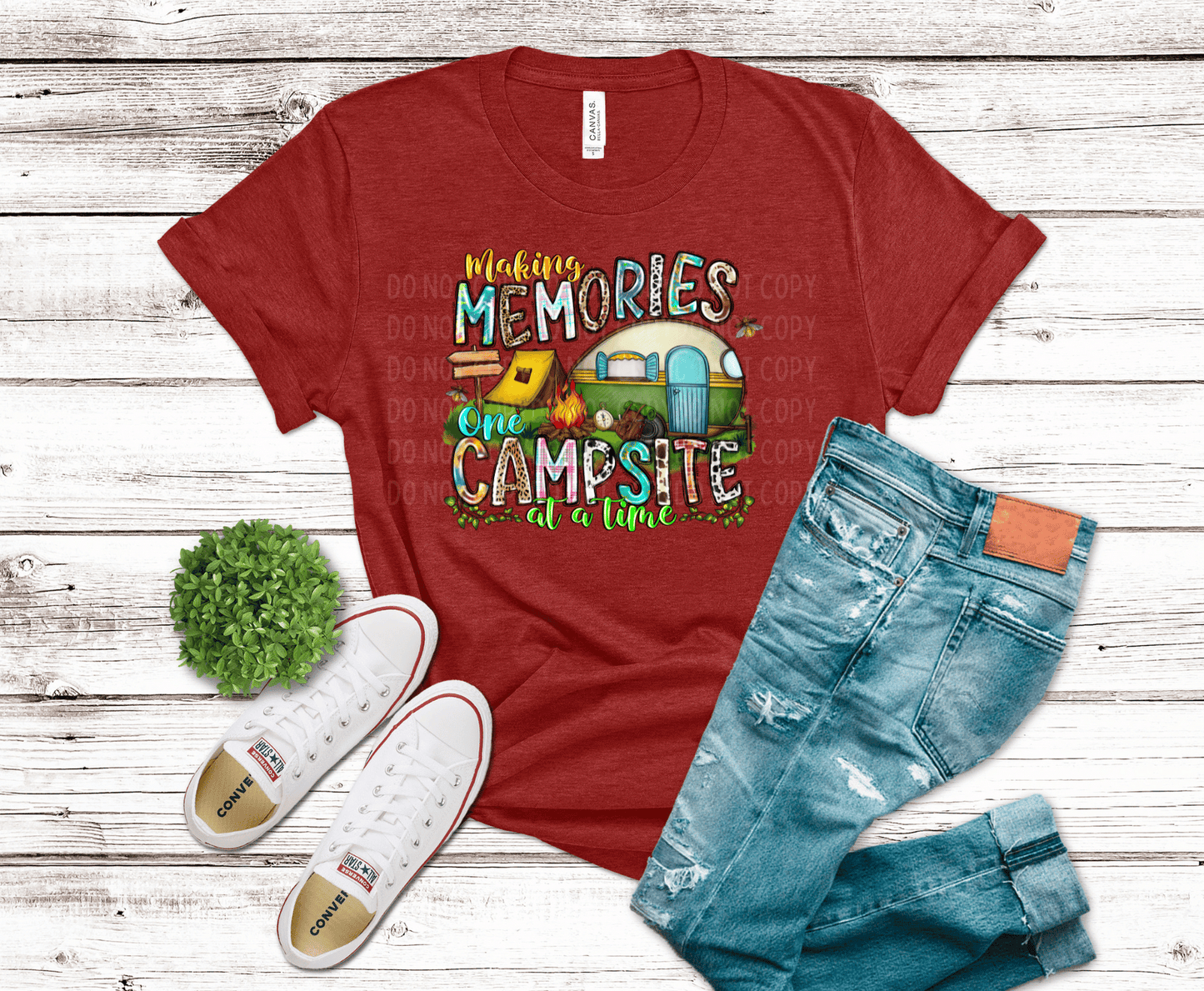 Making Memories at the Campsite DTF transfer, ready to press heat transfer for camping shirts
