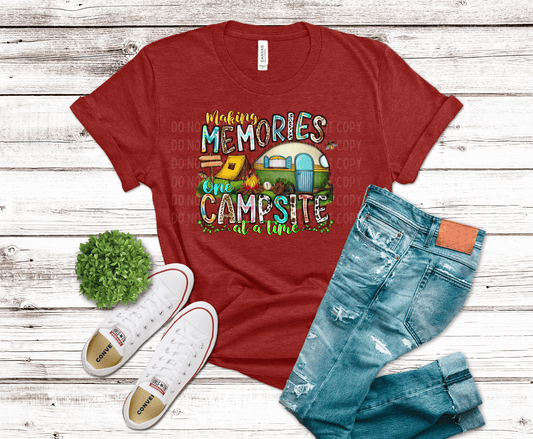 Making Memories at the Campsite DTF transfer, ready to press heat transfer for camping shirts