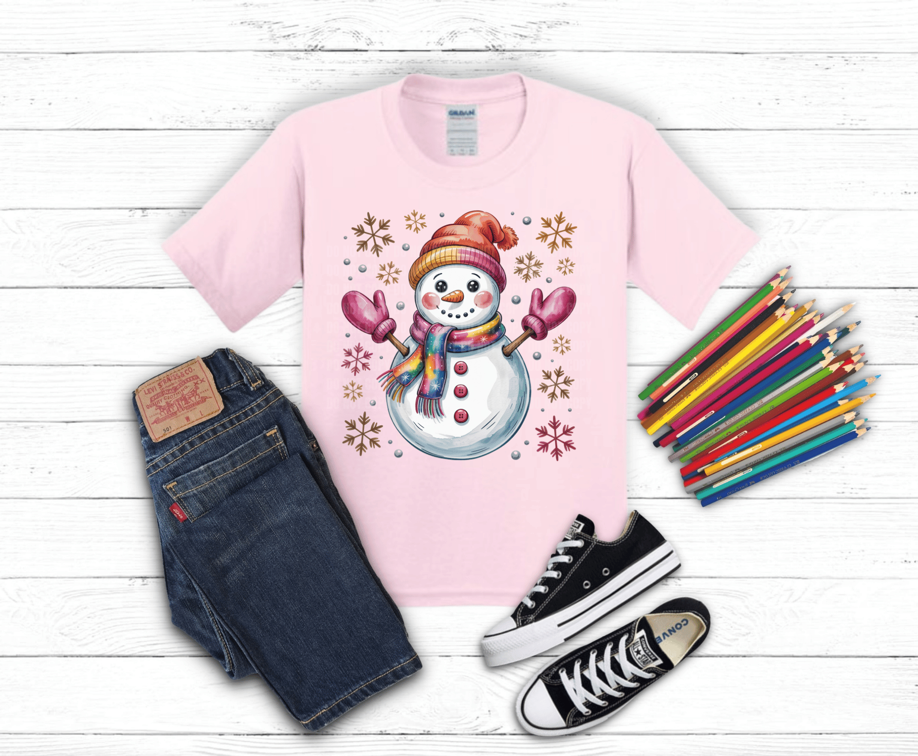 Christmas Snowman DTF transfer, ready to press heat transfer for holiday shirts