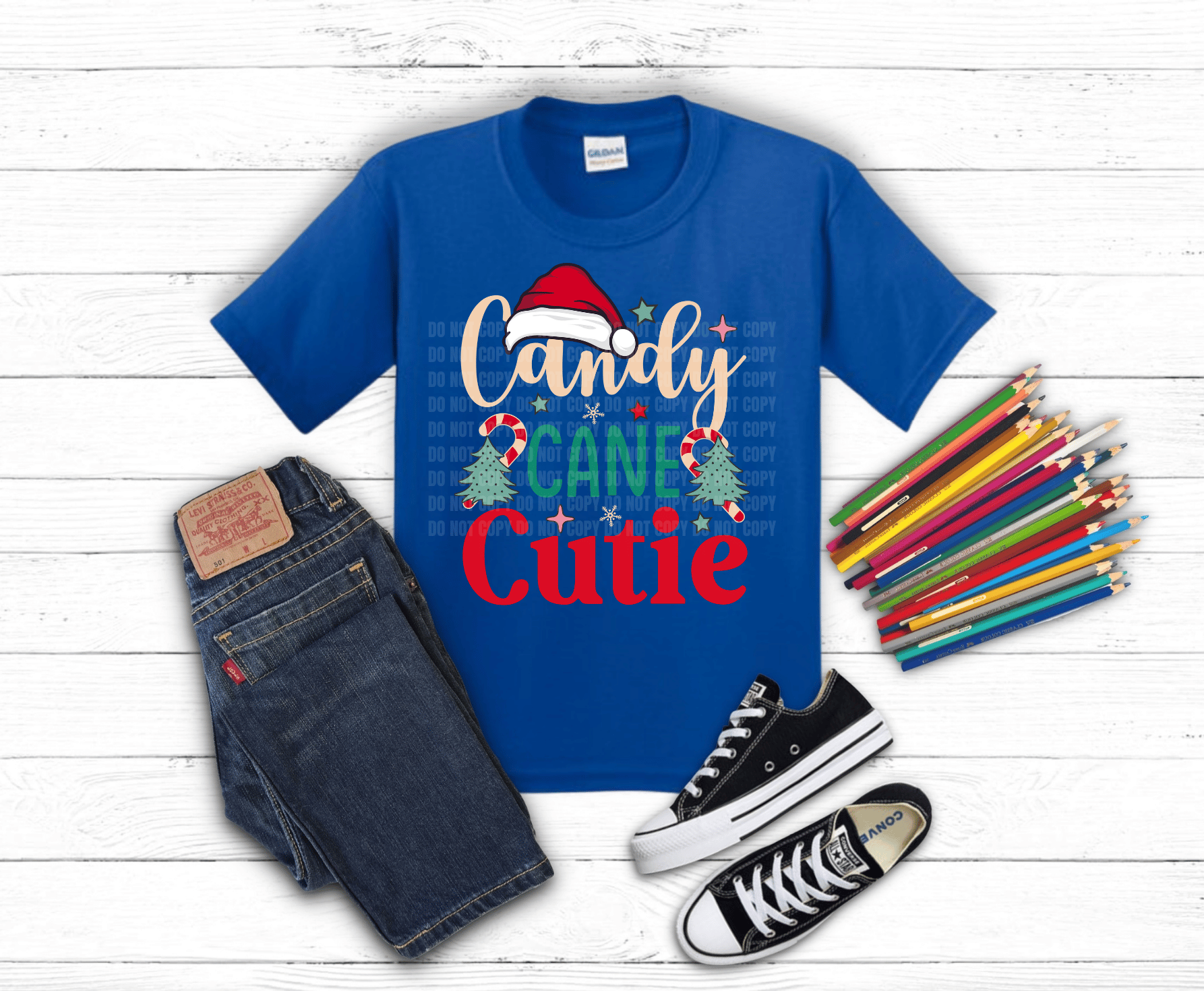 Candy Cane Cutie DTF transfer, ready to press heat transfer for holiday shirts