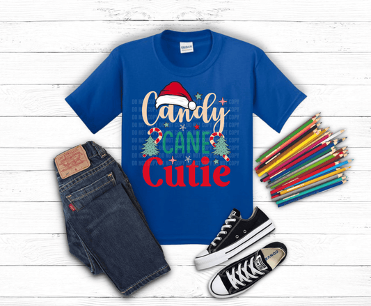Candy Cane Cutie DTF transfer, ready to press heat transfer for holiday shirts