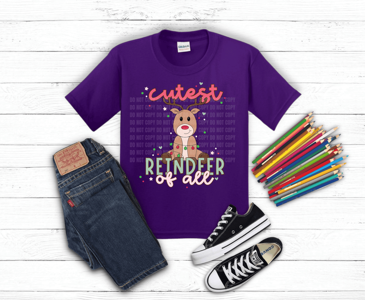 Cutest Reindeer of All DTF transfer, ready to press heat transfer for holiday shirts