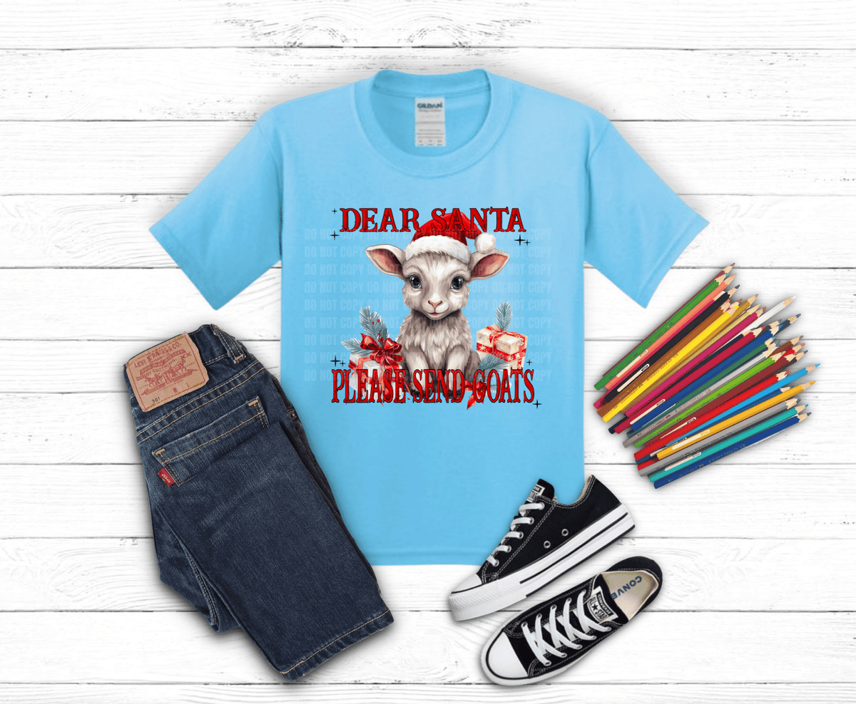 Dear Santa I Can Explain sheep DTF transfer, ready to press heat transfer for holiday shirts