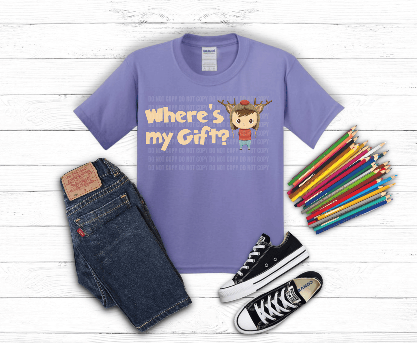 Where's My Gift Gingerbread DTF transfer, ready to press heat transfer for holiday shirts