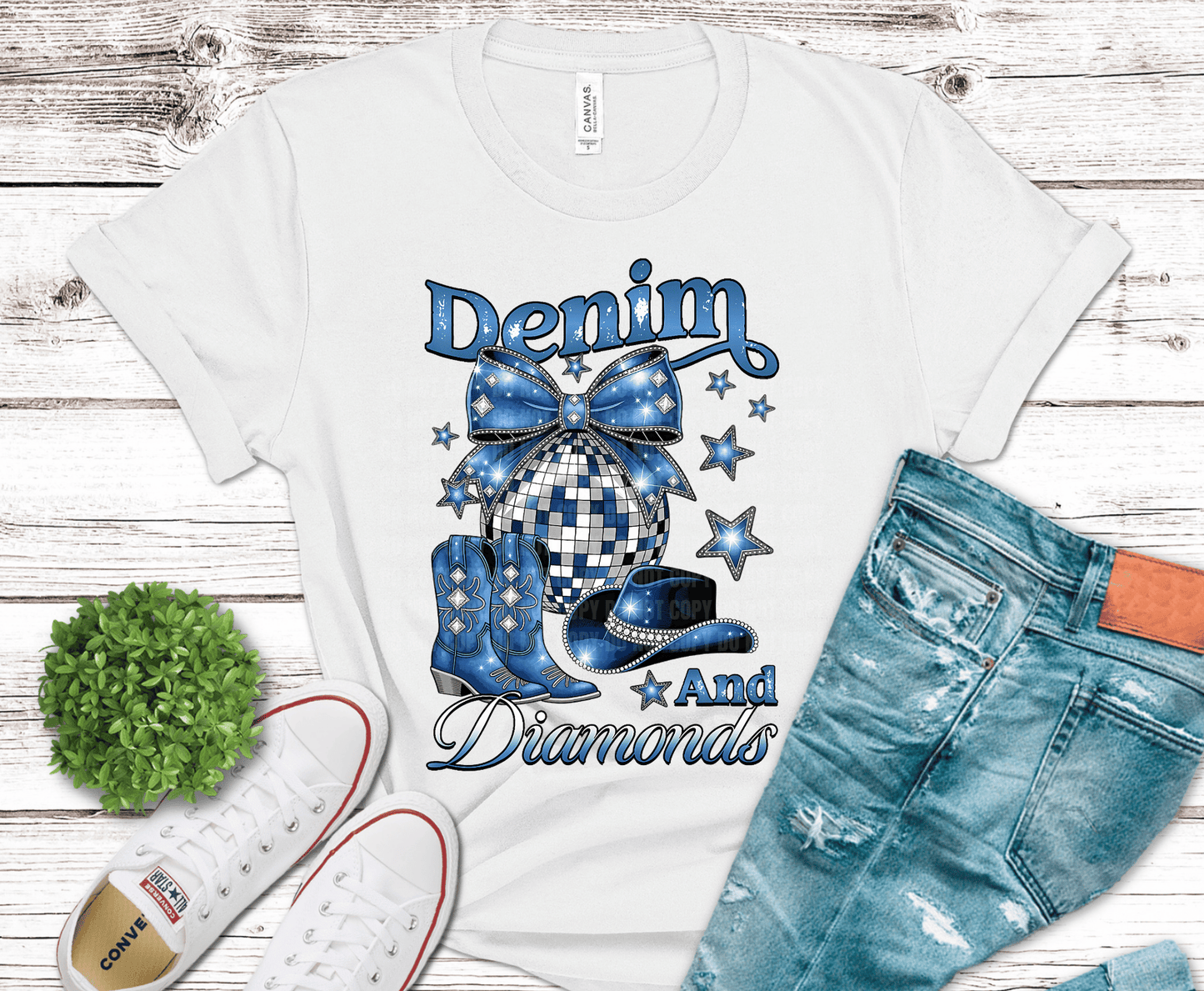 Denim and Diamonds | Premade DTF Transfer Gang Sheet For Graphic Tees
