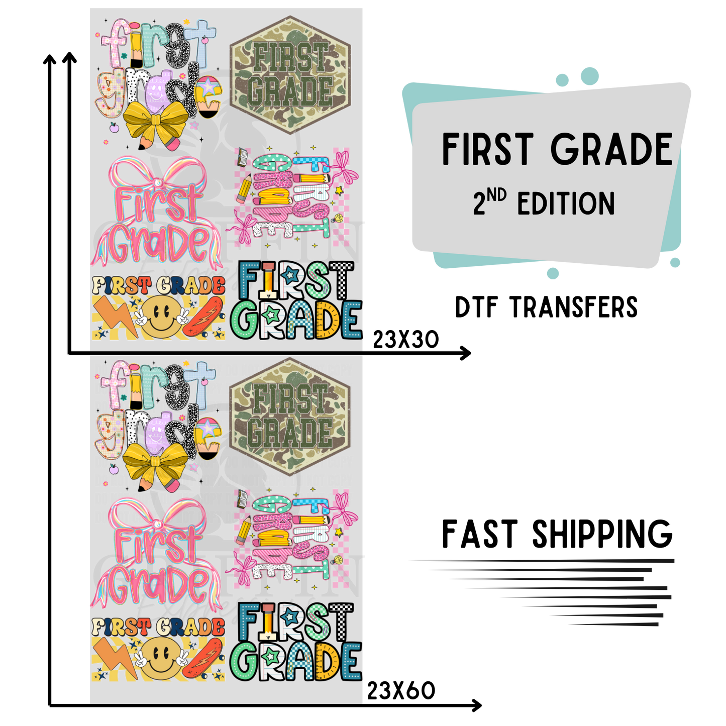 First Grade .2  | Premade DTF Transfer Gang Sheet For Graphic Tees