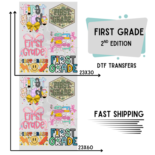 First Grade .2  | Premade DTF Transfer Gang Sheet For Graphic Tees