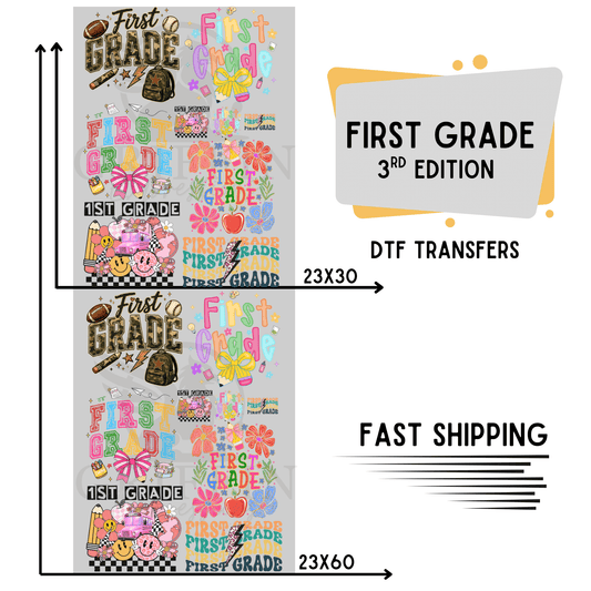 First Grade .3  | Premade DTF Transfer Gang Sheet For Graphic Tees