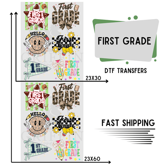 First Grade | Premade DTF Transfer Gang Sheet For Graphic Tees