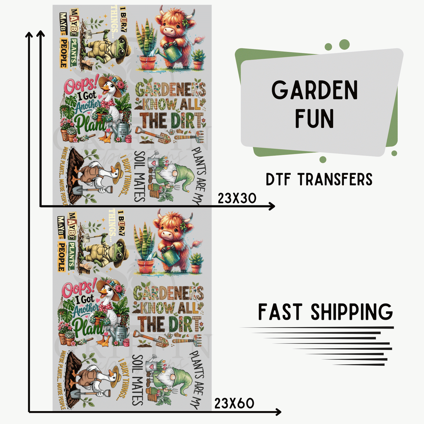 Garden Fun | Premade DTF Transfer Gang Sheet For Graphic Tees