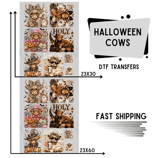 Halloween Cows | Premade DTF Transfer Gang Sheet For Graphic Tees