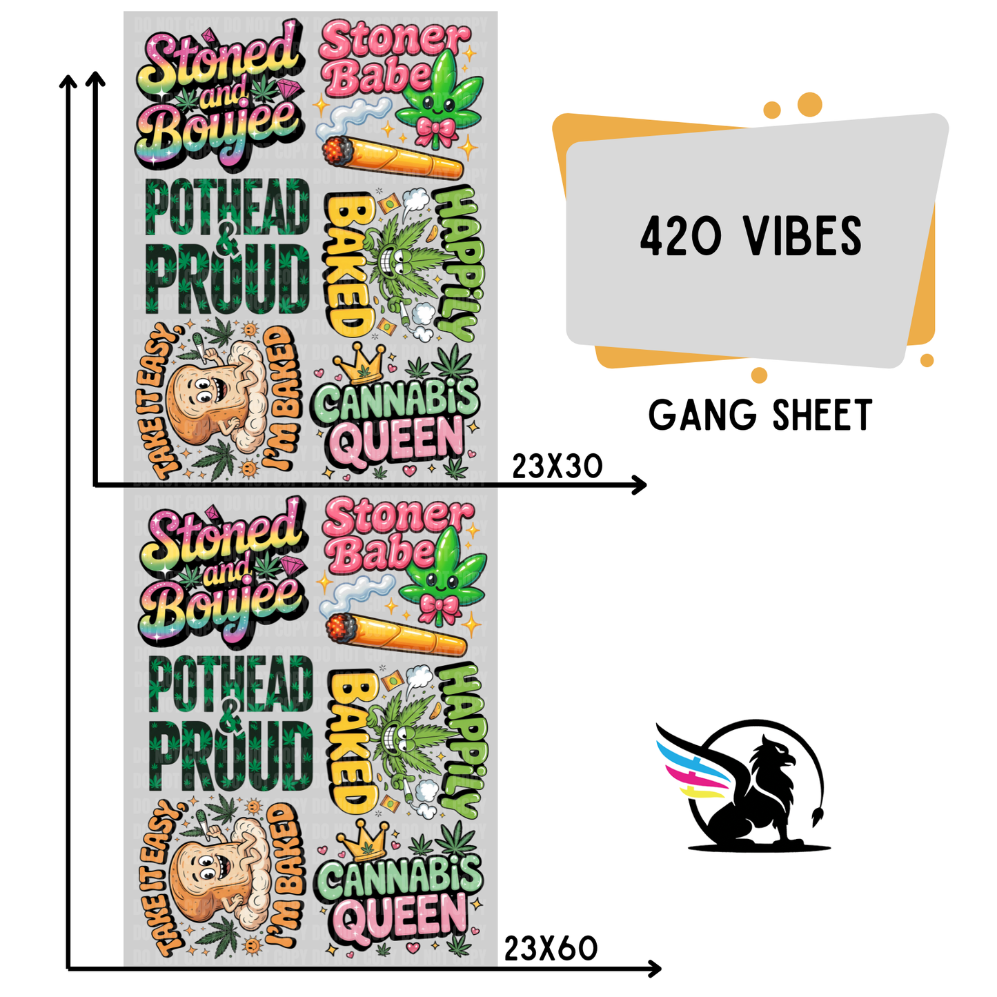 Premade DTF Transfer Gang Sheet For Graphic Tees | 420 Vibes