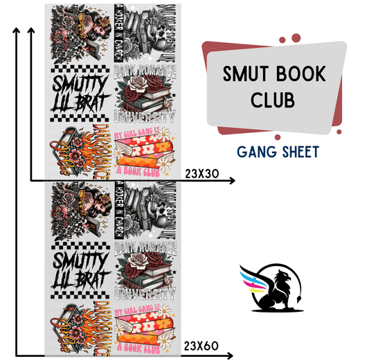 Premade DTF Transfer Gang Sheet For Graphic Tees | Smut Book Club