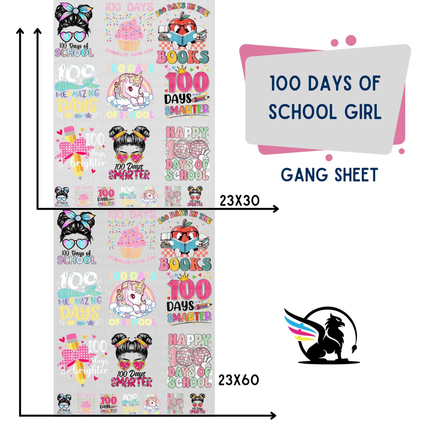 Premade Gang Sheet | 100 Days Of School Girl