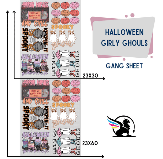 Premade DTF Transfer Gang Sheet For Graphic Tees| Halloween Girly Ghouls