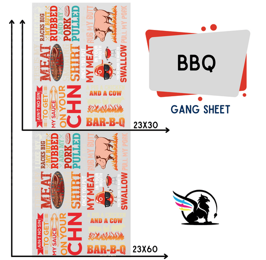 Premade DTF Transfer Gang Sheet For Graphic Tees| BBQ