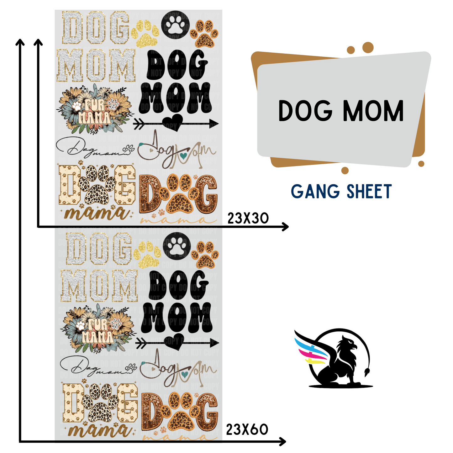 Dog Mom | Premade DTF Transfer Gang Sheet For Graphic Tees - Griffin Expressions