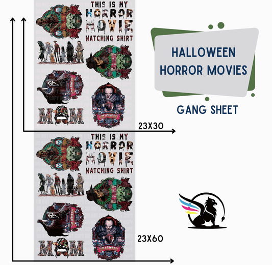 Premade DTF Transfer Gang Sheet For Graphic Tees| Halloween Horror Movies