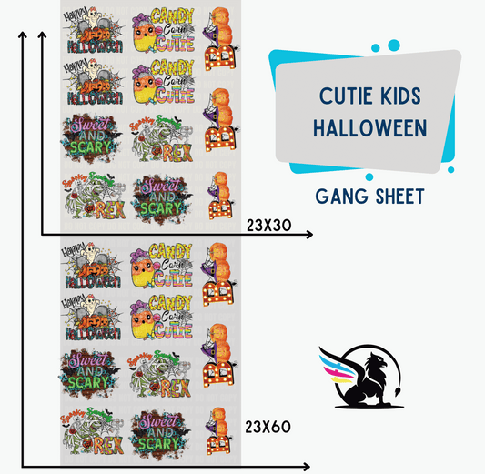 Premade DTF Transfer Gang Sheet For Graphic Tees | Cutie Kids Halloween