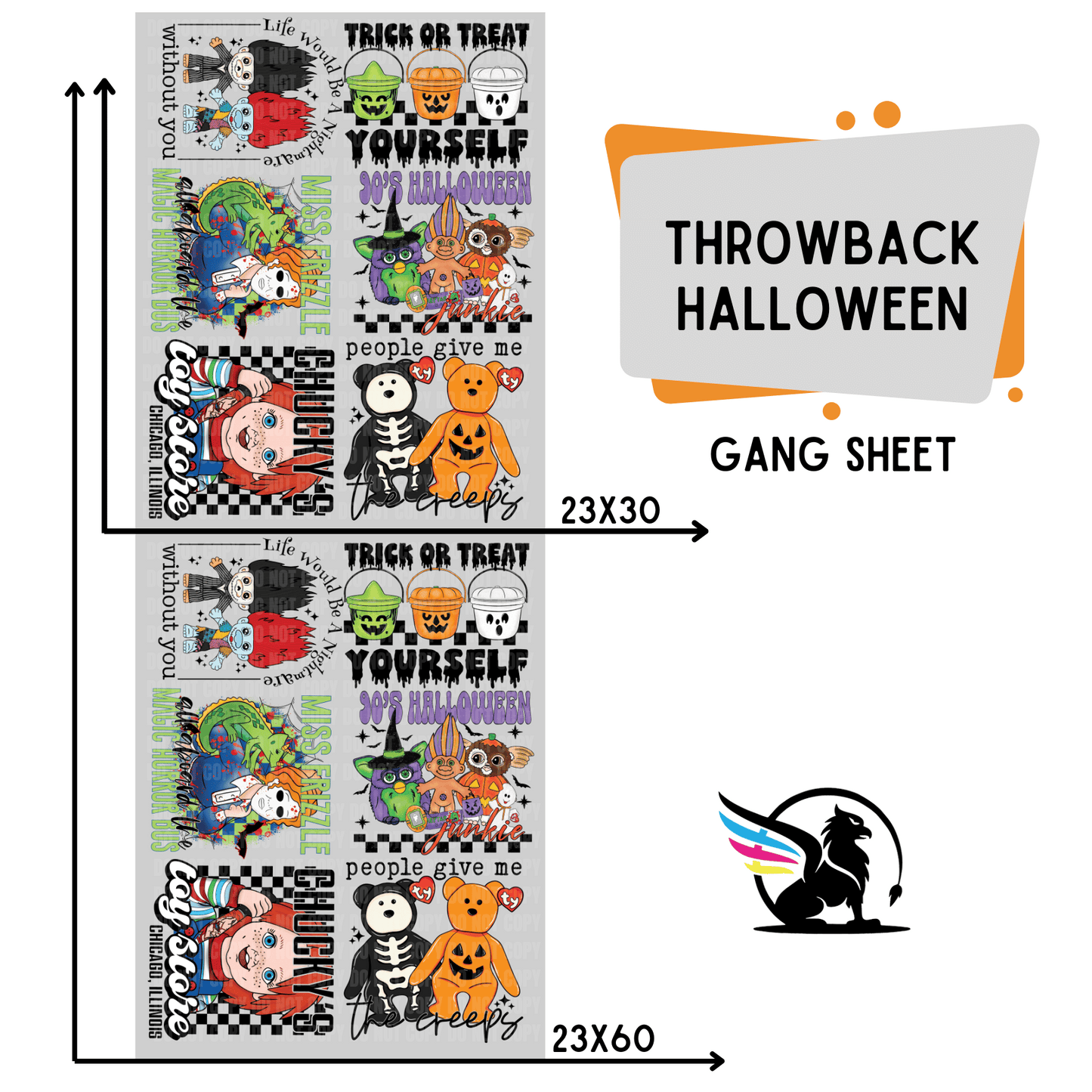 Premade DTF Transfer Gang Sheet For Graphic Tees | Throwback Halloween