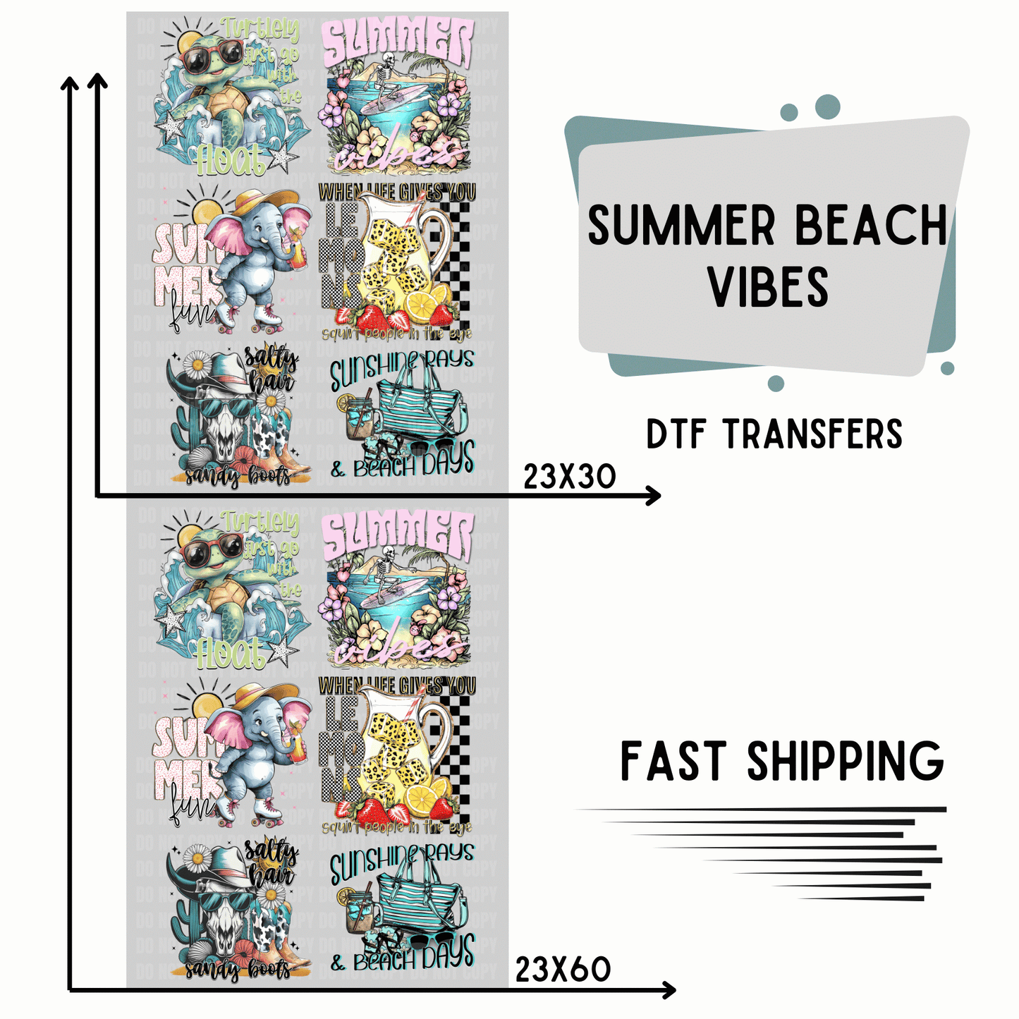 Summer Beach Vibes | Premade DTF Transfer Gang Sheet For Graphic Tees