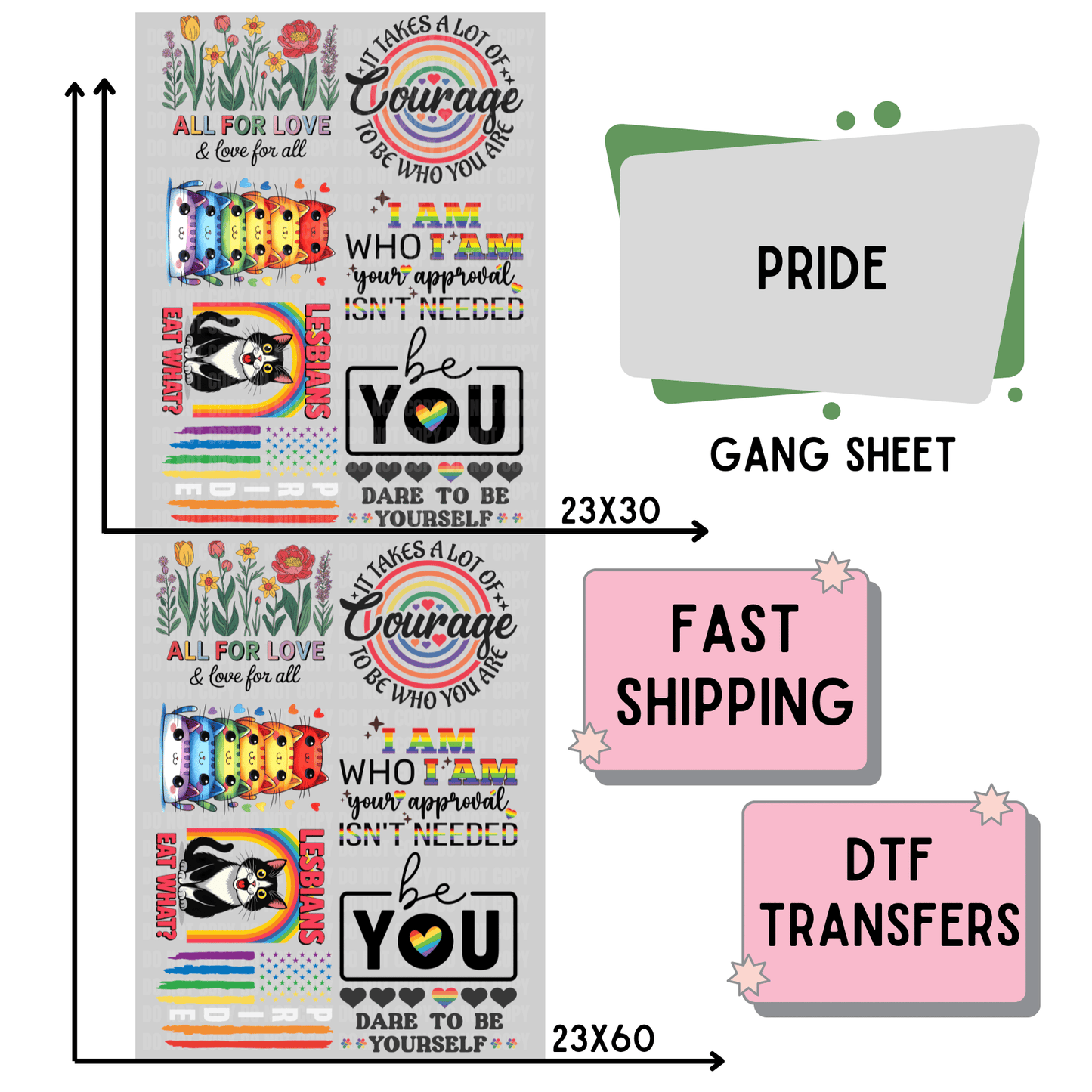 Pride | Premade DTF Transfer Gang Sheet For Graphic Tees