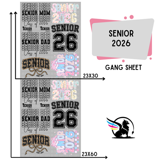 Premade DTF Transfer Gang Sheet For Graphic Tees | Senior 2026