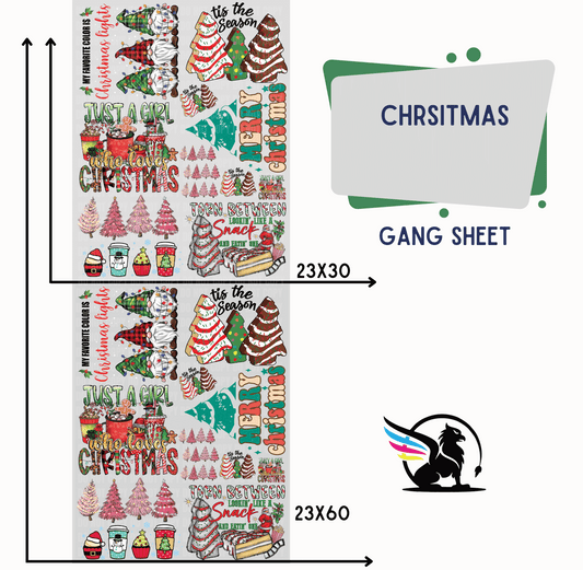 Premade DTF Transfer Gang Sheet For Graphic Tees| Christmas