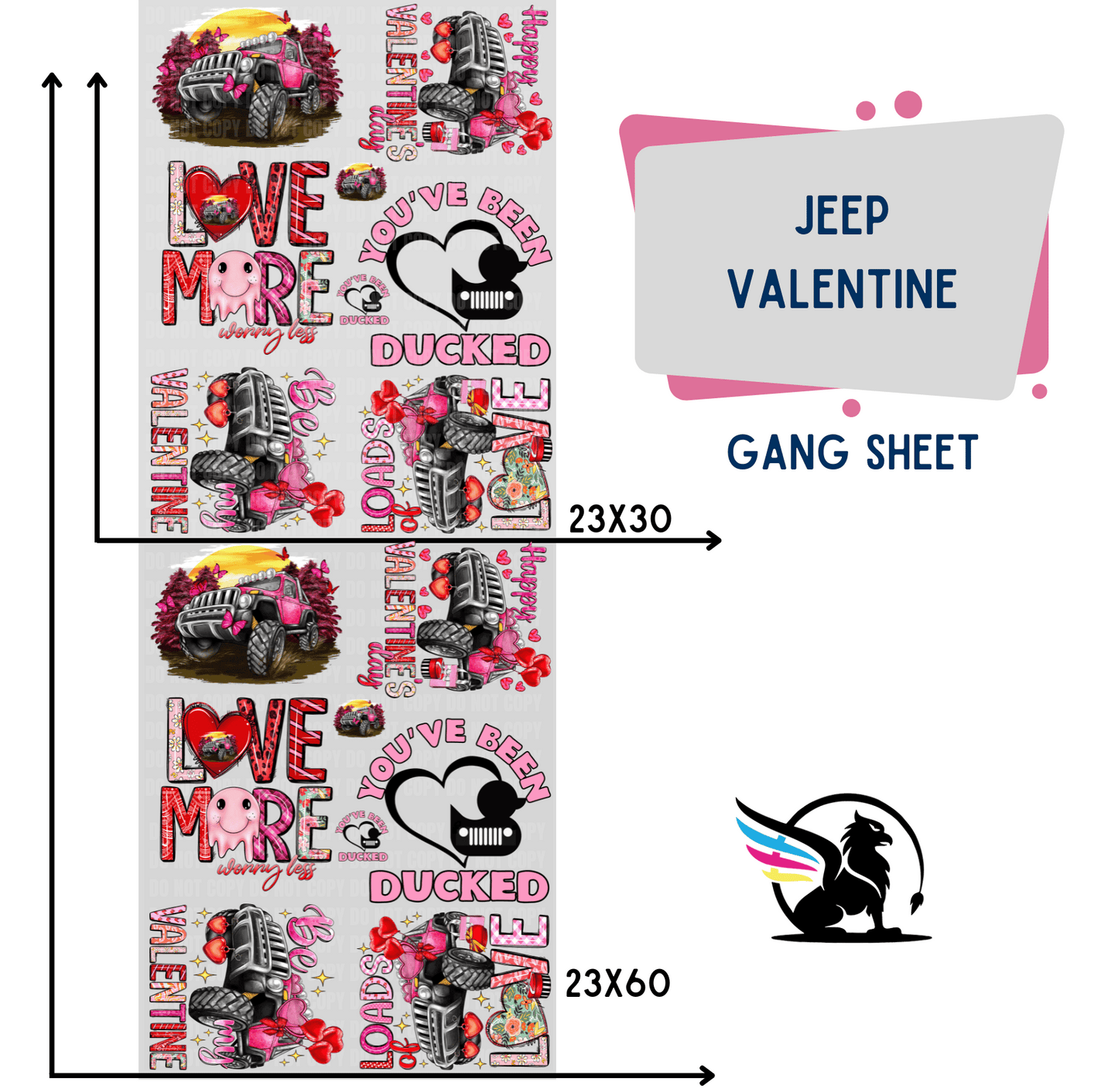 Premade Gang Sheet | Jeep Valentines