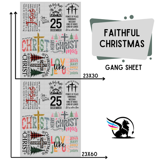 Premade DTF Transfer Gang Sheet For Graphic Tees | Faithful Christmas