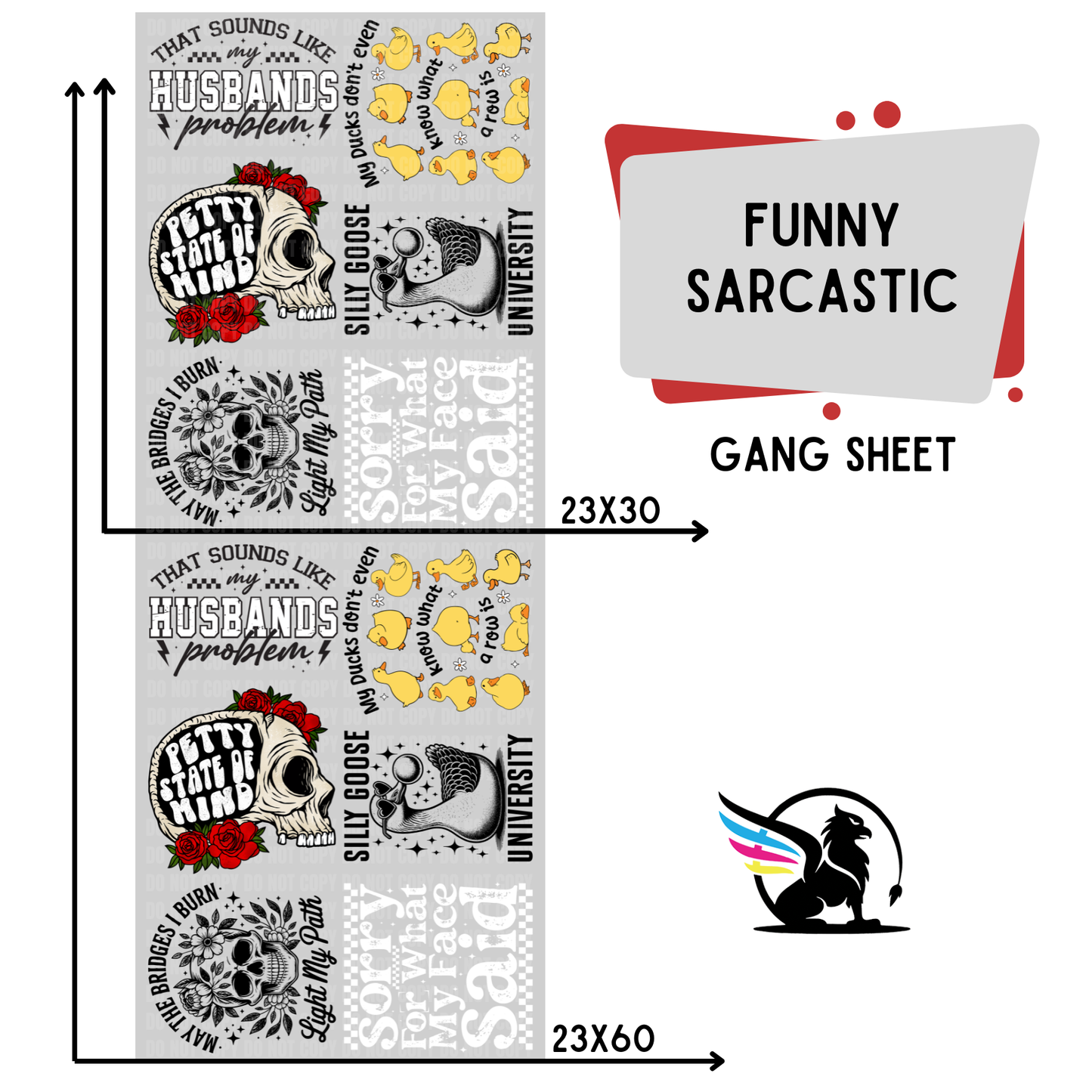 Funny Sarcastic | Premade DTF Transfer Gang Sheet For Graphic Tees