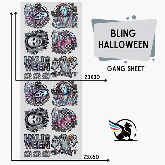 Premade DTF Transfer Gang Sheet For Graphic Tees | Bling Halloween