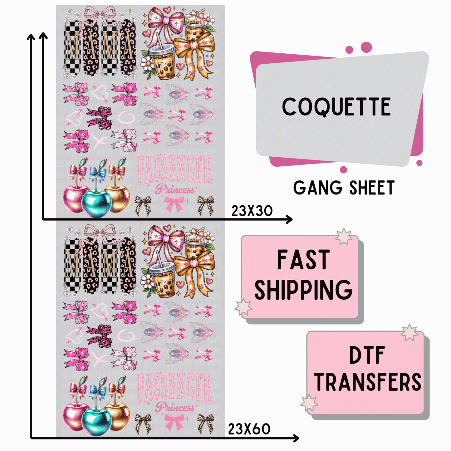 Coquette | Premade DTF Transfer Gang Sheet For Graphic Tees