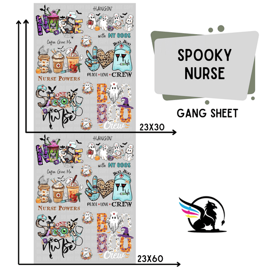 Premade DTF Transfer Gang Sheet For Graphic Tees | Spooky Nurse