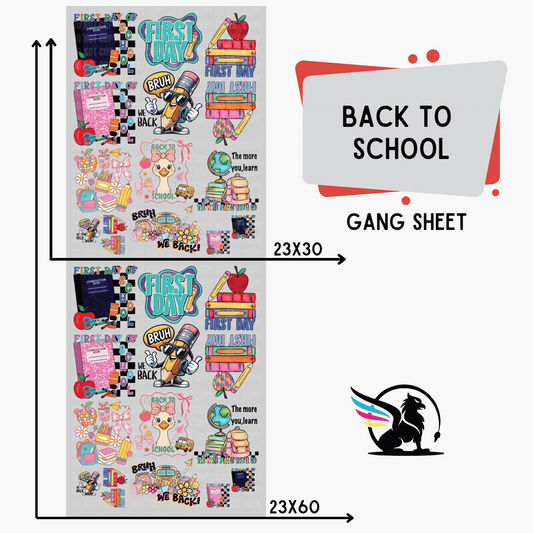 Premade DTF Transfer Gang Sheet For Graphic Tees | Back To School