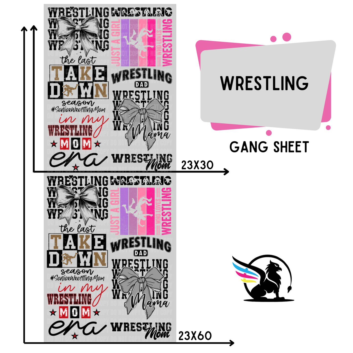 Premade DTF Transfer Gang Sheet For Graphic Tees | Wrestling