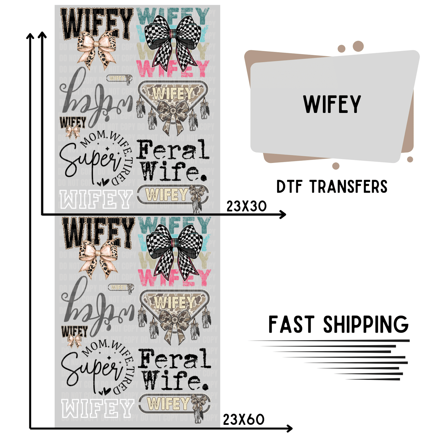 Wifey | Premade DTF Transfer Gang Sheet For Graphic Tees