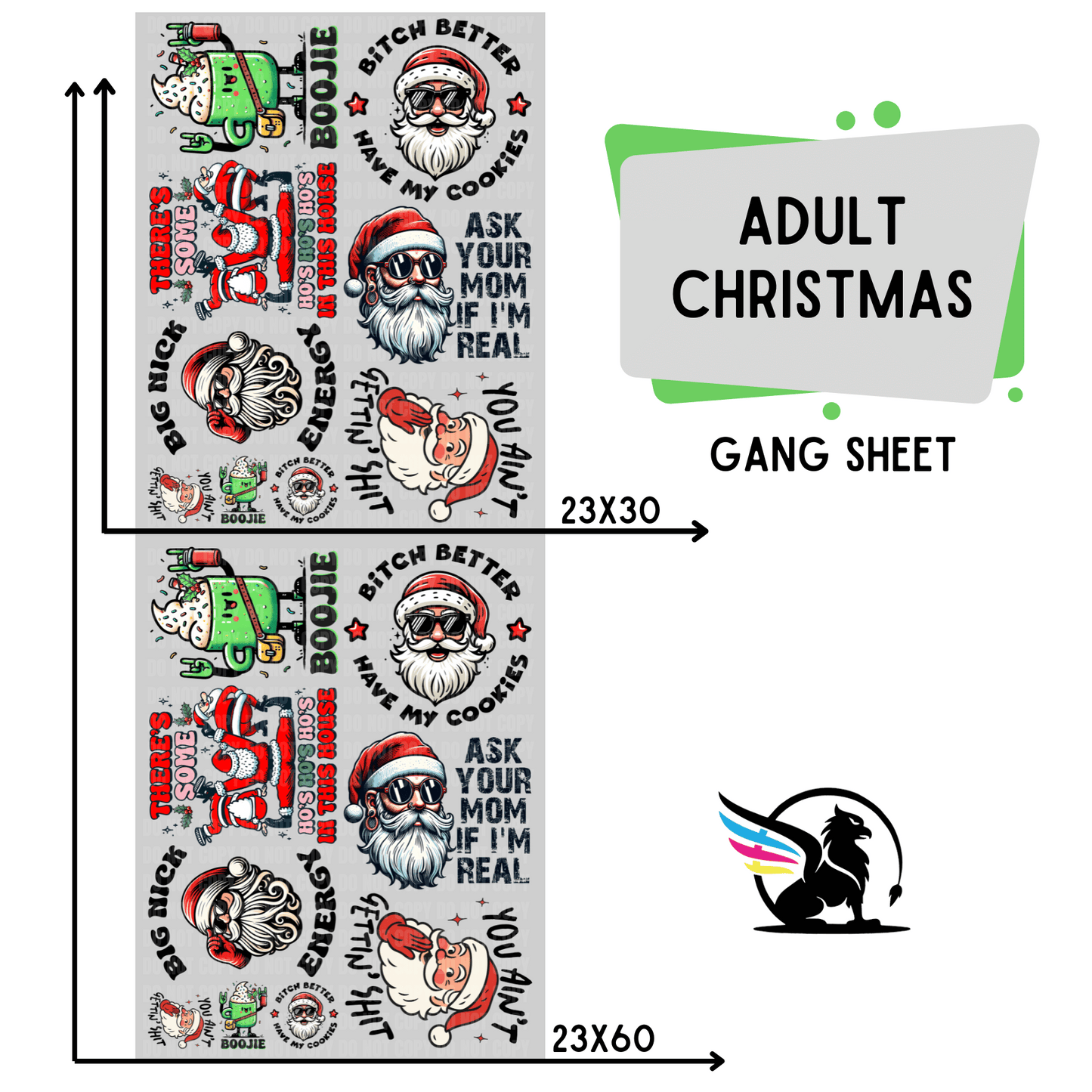 Premade DTF Transfer Gang Sheet For Graphic Tees | Adult Christmas