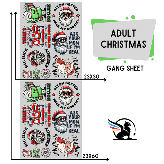 Premade DTF Transfer Gang Sheet For Graphic Tees | Adult Christmas
