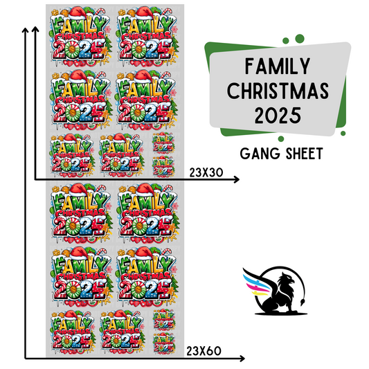 Premade DTF Transfer Gang Sheet For Graphic Tees | Family Christmas 2025