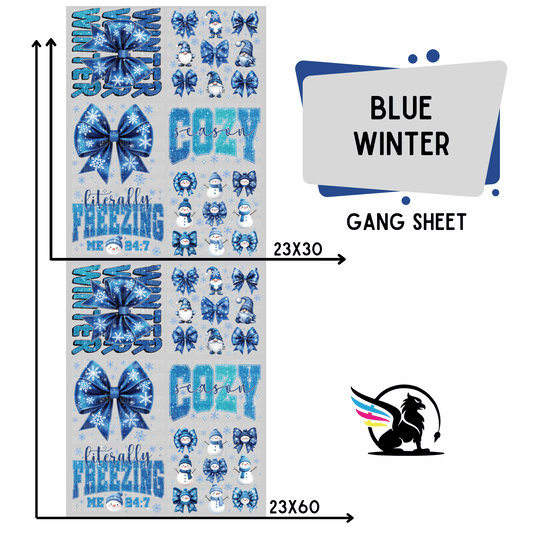 Premade DTF Transfer Gang Sheet For Graphic Tees | Blue Winter