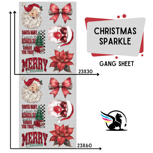 Premade DTF Transfer Gang Sheet For Graphic Tees | Christmas Sparkle