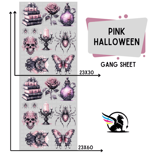 Premade DTF Transfer Gang Sheet For Graphic Tees | Pink Halloween