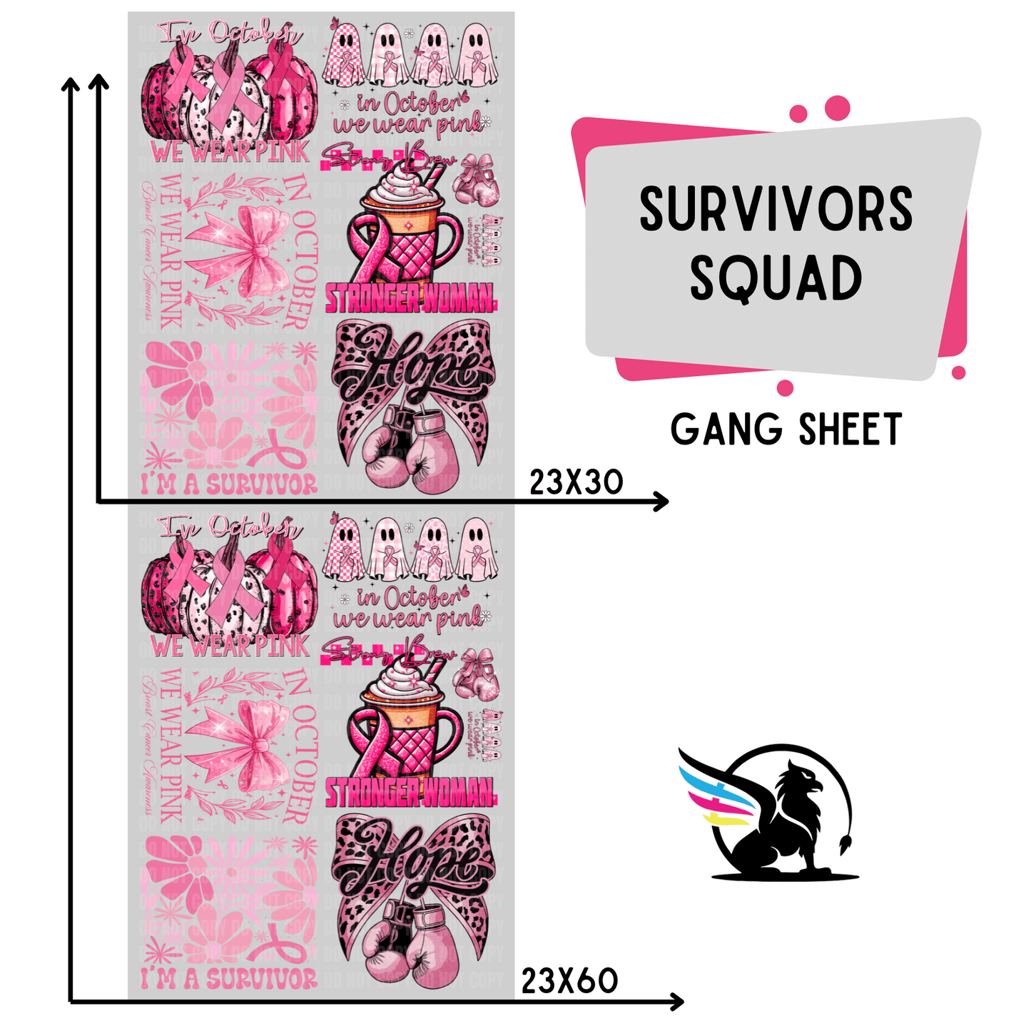 Premade DTF Transfer Gang Sheet For Graphic Tees | Survivors Squad