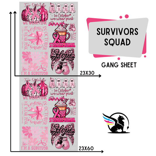 Premade DTF Transfer Gang Sheet For Graphic Tees | Survivors Squad